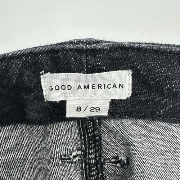 Good American Straight Raw Hem Women's size 8 Black Denim Jeans - Picture 3 of 5
